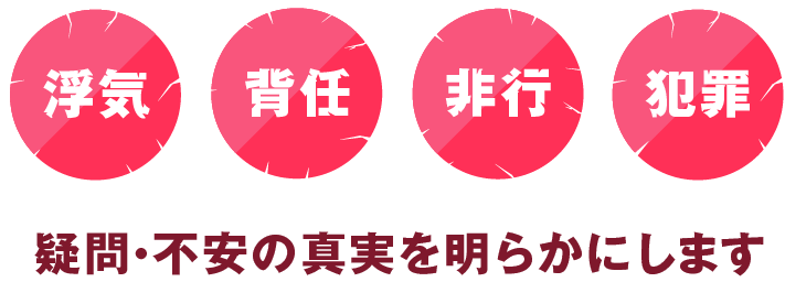 浮気、背任、非行、犯罪……疑問・不安の真実を明らかにします